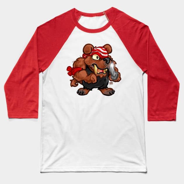 Pirate Dog Baseball T-Shirt by MrHinkleDraws